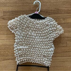 Y2K Cream Cropped Bubble Popcorn Textured Top